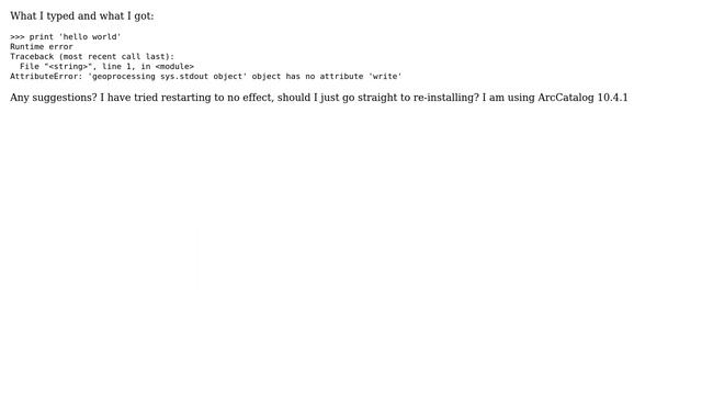 GIS: Python 'print' isn't working in Catalog смотреть онлайн