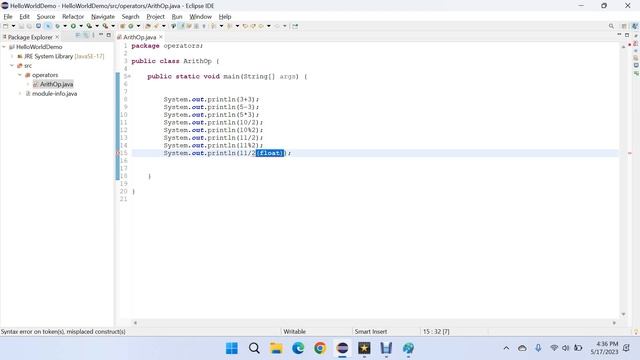 Arithmetic operators in Java смотреть онлайн
