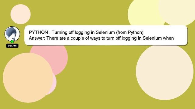 PYTHON : Turning off logging in Selenium (from Python) смотреть онлайн