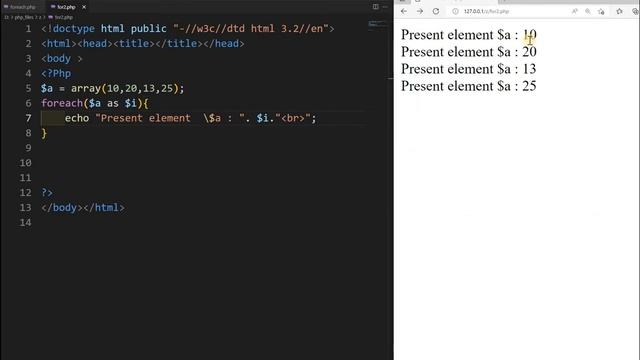 For and foreach loop in PHP with break statement and creating patterns using nested for loops смотреть онлайн