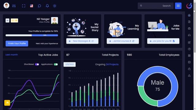 EmployX Career Bootstrap 5 Admin Dashboard with RTL Dark Theme смотреть онлайн