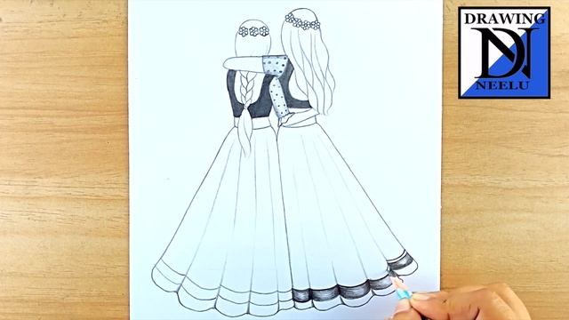 How to draw a Girls friendship -Tutorial drawing || Pencil sketch for beginner || Friendship drawin смотреть онлайн