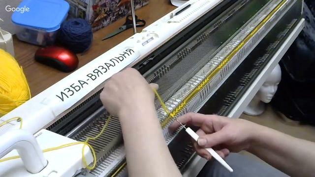 Открытый мк машинного вязания шапочки с полосатым буфом, #связалипобежали