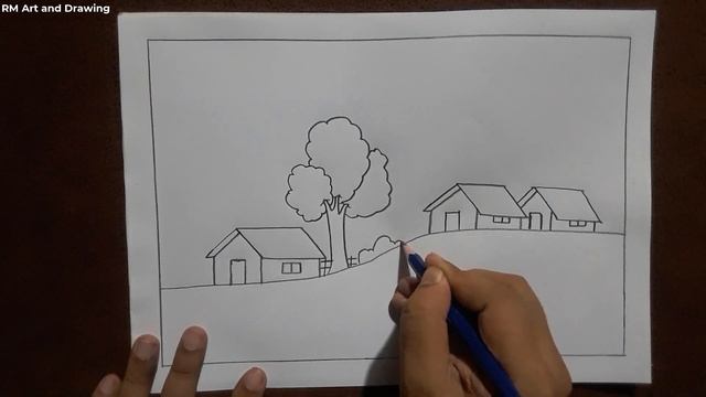 Easy Scenery Drawing For Beginners | How To Draw Easy Scenery | Scenery Drawing | Landscape Drawing