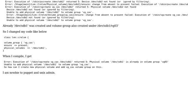 DevOps & SysAdmins: Puppet: Unable to add physical volume смотреть онлайн