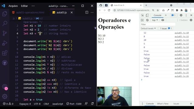 Curso de JS Aula 03 Operadores e Operações no JavaScript смотреть онлайн