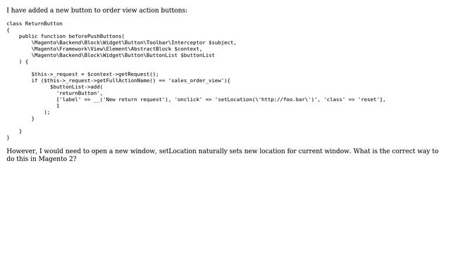 Magento: Magento2: Open new window on button onclick смотреть онлайн
