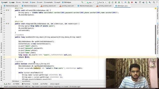 EXP 4----Sign in and signup app using SQLite database----SHAIK ALTHAAF URK17CS282 смотреть онлайн