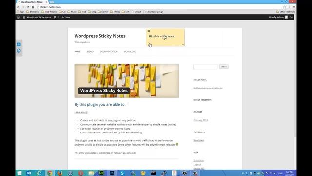 Wordpress sticky notes, DEMO смотреть онлайн