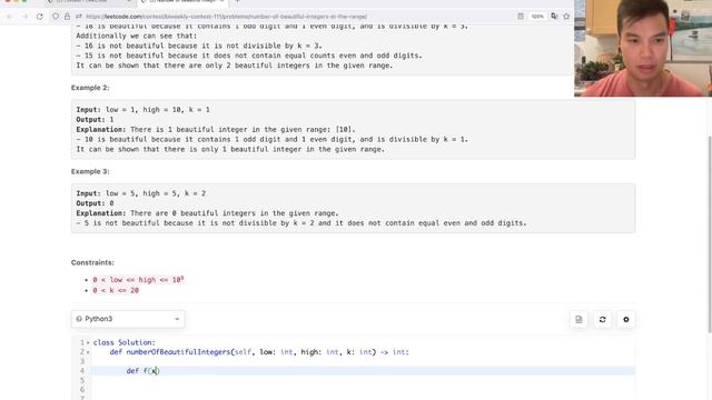 2827. Number of Beautiful Integers in the Range (Leetcode Hard) смотреть онлайн