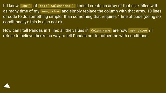 Replacing all values in a Pandas column, with no conditions смотреть онлайн