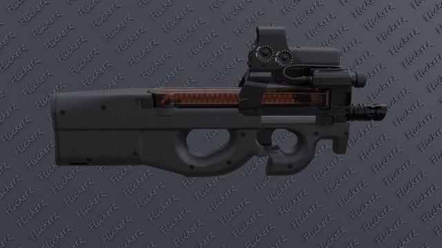 FN P90 with Holo sight and flashlight - Blender смотреть онлайн