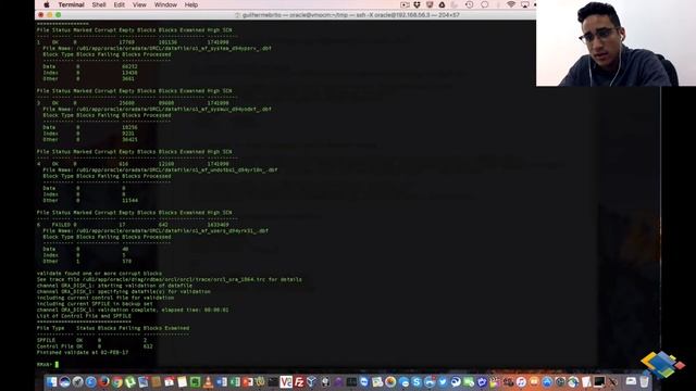 Como verificar blocos corrompidos com RMAN VALIDATE no Oracle 12cR1 смотреть онлайн