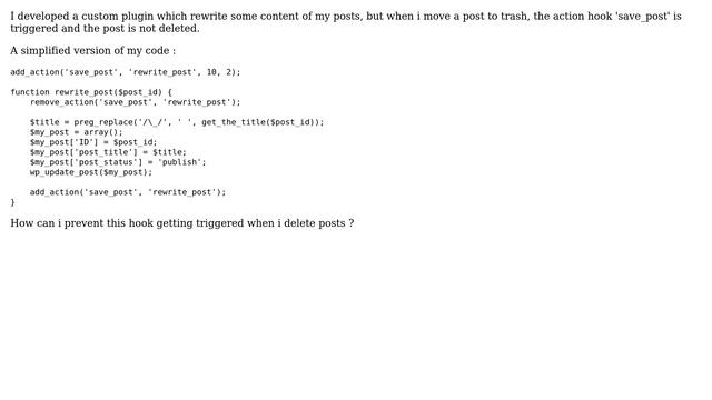Wordpress: Action hook 'save_post' triggered when deleting posts смотреть онлайн