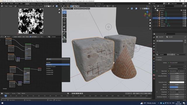 Blender Beginner Basics Materials 4 adding 2 shaders to an object, with a mix shader node смотреть онлайн