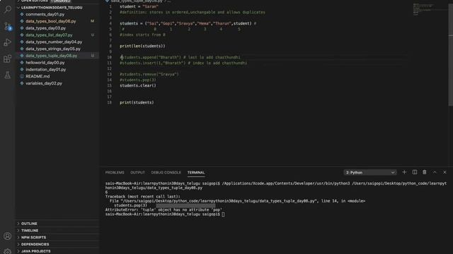 #08 | Python Tuple | python tutorial for beginners In Telugu смотреть онлайн