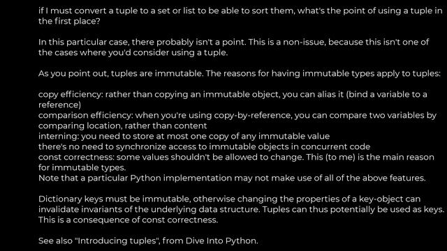 Python :Why do we need tuples in Python (or any immutable data type)?(5solution) смотреть онлайн