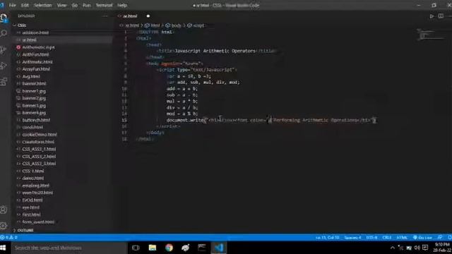 JavaScript For Beginners | Simple program on Arithmetic Operations | Using Visual Studio code | смотреть онлайн