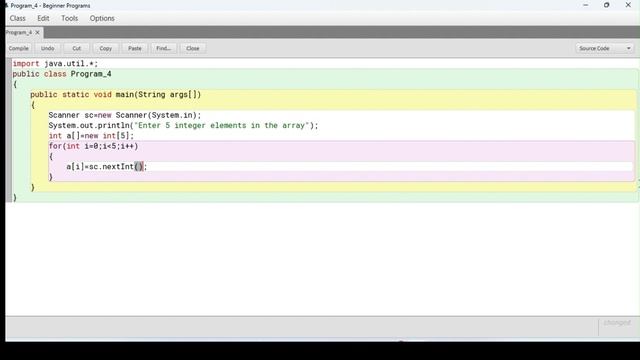 Program in Java to take 5 integers in an array and print them. смотреть онлайн
