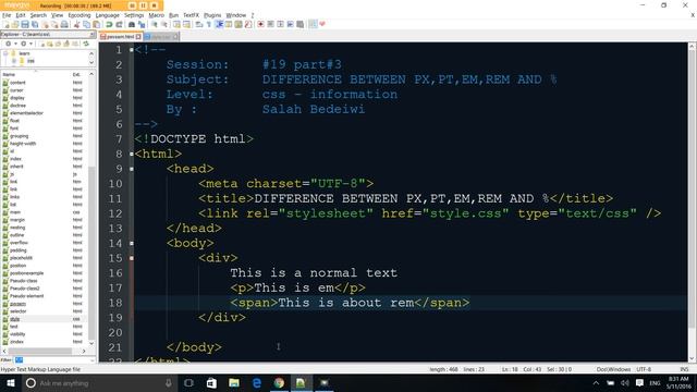Px vs em vs rem vs pt vs % Font size #3 [Learn CSS step by step in Arabic #19] смотреть онлайн