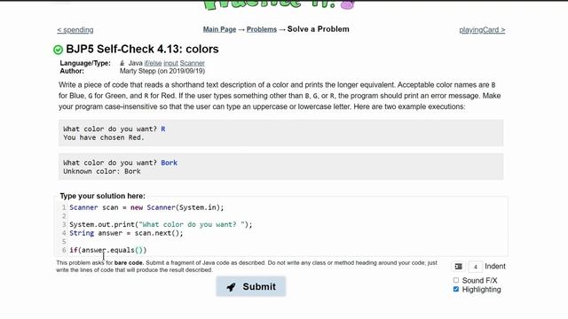 Java Practice It || 4.13 colors || if/ else statement, scanner, input смотреть онлайн