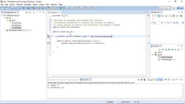Java en Eclipse 03 - Ingreso del usuario con Scanner смотреть онлайн