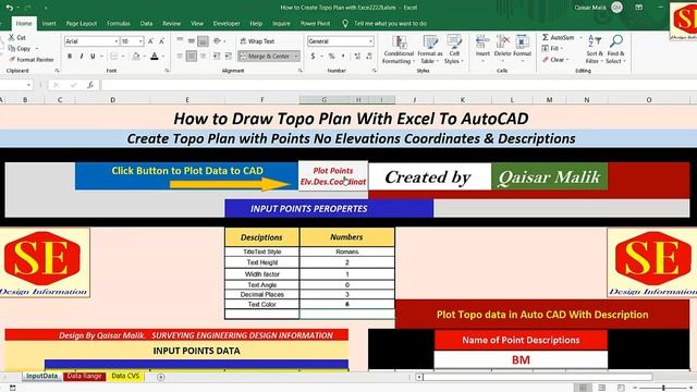 How to Create Topo Plan With Excel and AutoCAD. | Point Symbols | |Topography Survey| смотреть онлайн
