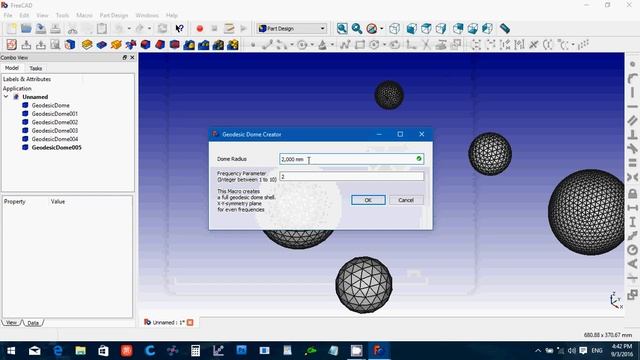 FreeCAD Geodesic Dome Macro Tutorial смотреть онлайн