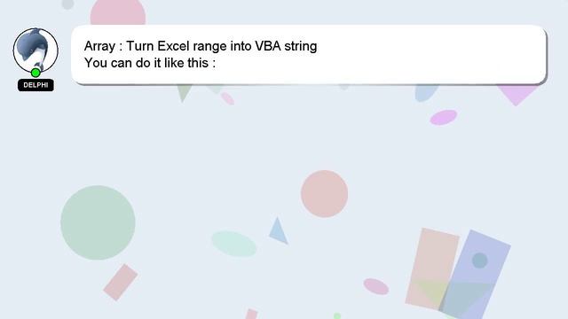 Array : Turn Excel range into VBA string смотреть онлайн
