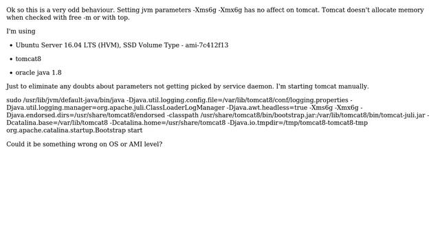 Not able to change tomcat memory on AWS Ubunutu 16 смотреть онлайн