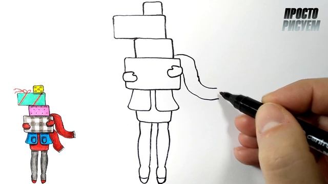 Как нарисовать ДЕВУШКУ с Новогодними подарками смотреть онлайн