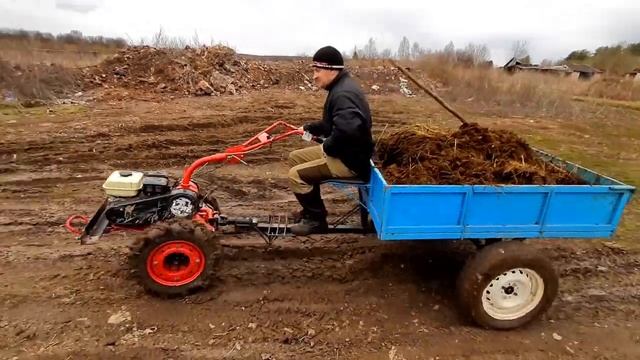 ПЕРЕВОЗКА навоза. Мотоблок АГАТ. Короткометражка смотреть онлайн