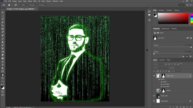Photoshop: 'The Matrix' see in code effect tutorial смотреть онлайн