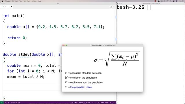 Compute Standard Deviation | C Programming Example смотреть онлайн
