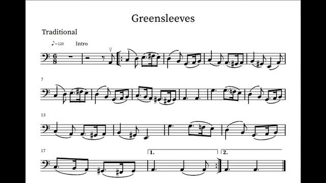 Greensleeves (Cello/Bassoon) - Sheet Music Play-Along смотреть онлайн