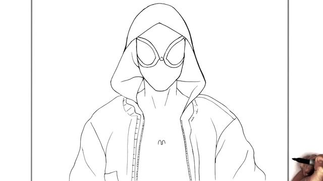 How To Draw Spiderman Mile Morales (Hoodie Suit) | Step By Step | Marvel