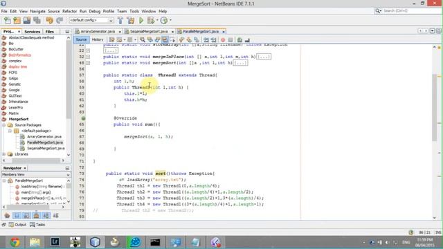 Merge sort in sequential and Parallel using 4 threads withe array generator смотреть онлайн