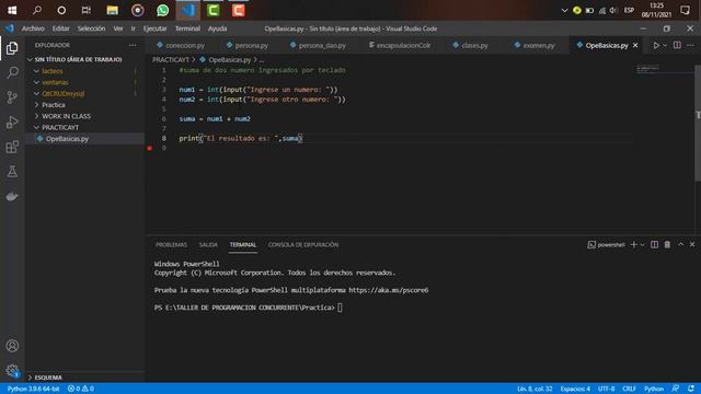 SUMA DE DOS NUMEROS INGRESADOS POR TECLADO | Python смотреть онлайн