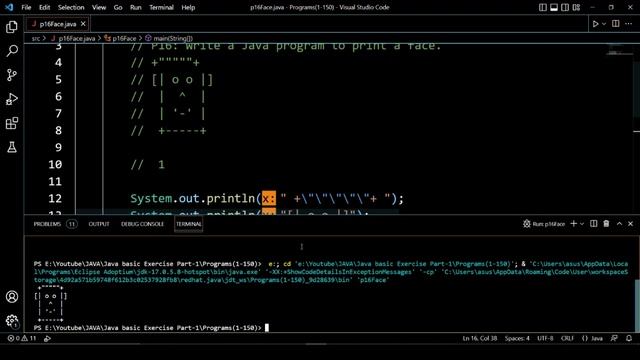 Java Program to print a Face | Java Basic Exercise - l | heyy coder смотреть онлайн