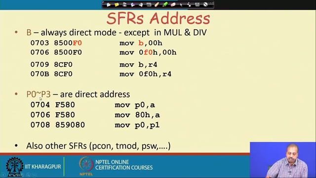 Lecture 27 : 8051 Microcontroller(Contd.)