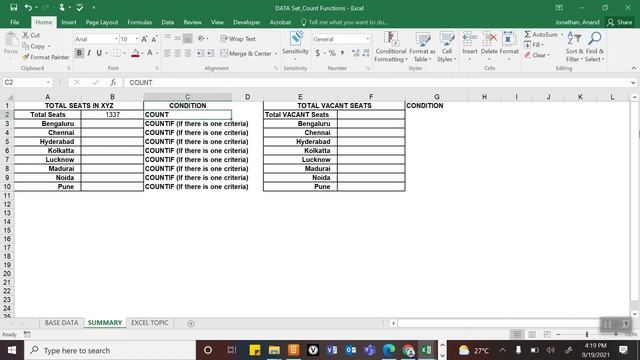 MS Excel - Count Functions смотреть онлайн