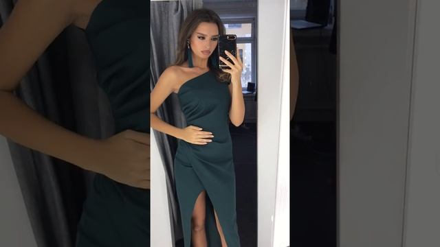 Изумрудное вечернее платье на одно плечо смотреть онлайн