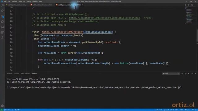 JavaScript - Ejercicio 509: Poblar select de Forma Dinámica con Datos de un Servidor con fetch() смотреть онлайн