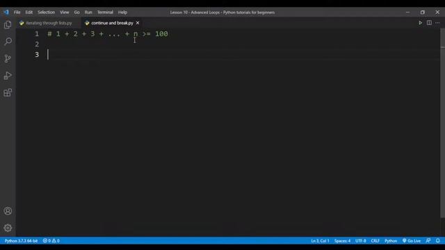 Python tutorial 10: Advanced Loops and continue/break смотреть онлайн