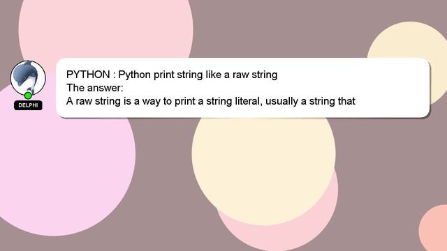 PYTHON : Python print string like a raw string смотреть онлайн