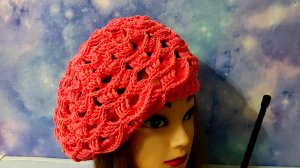 Объёмный, летний берет крючком. Беретик для начинающих.