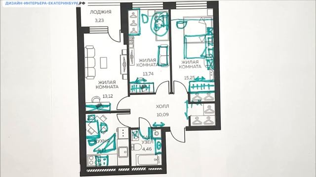 Планировка трёхкомнатной квартиры в Жилом Комплексе «Светлый» смотреть онлайн