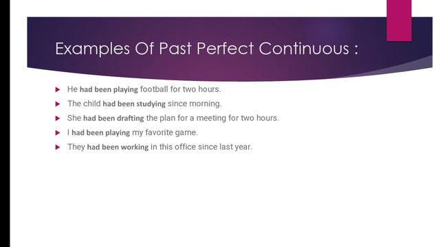 Past Perfect Continuous Tense смотреть онлайн