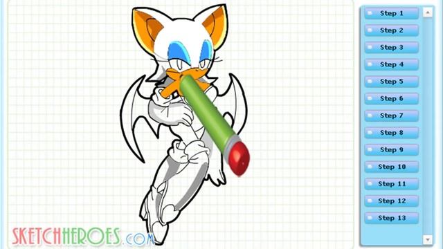How to draw Rouge The Bat (Sonic) -- drawing tutorial video смотреть онлайн