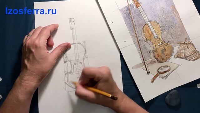 10+ (часть1) Натюрморт со скрипкой. Акварель смотреть онлайн